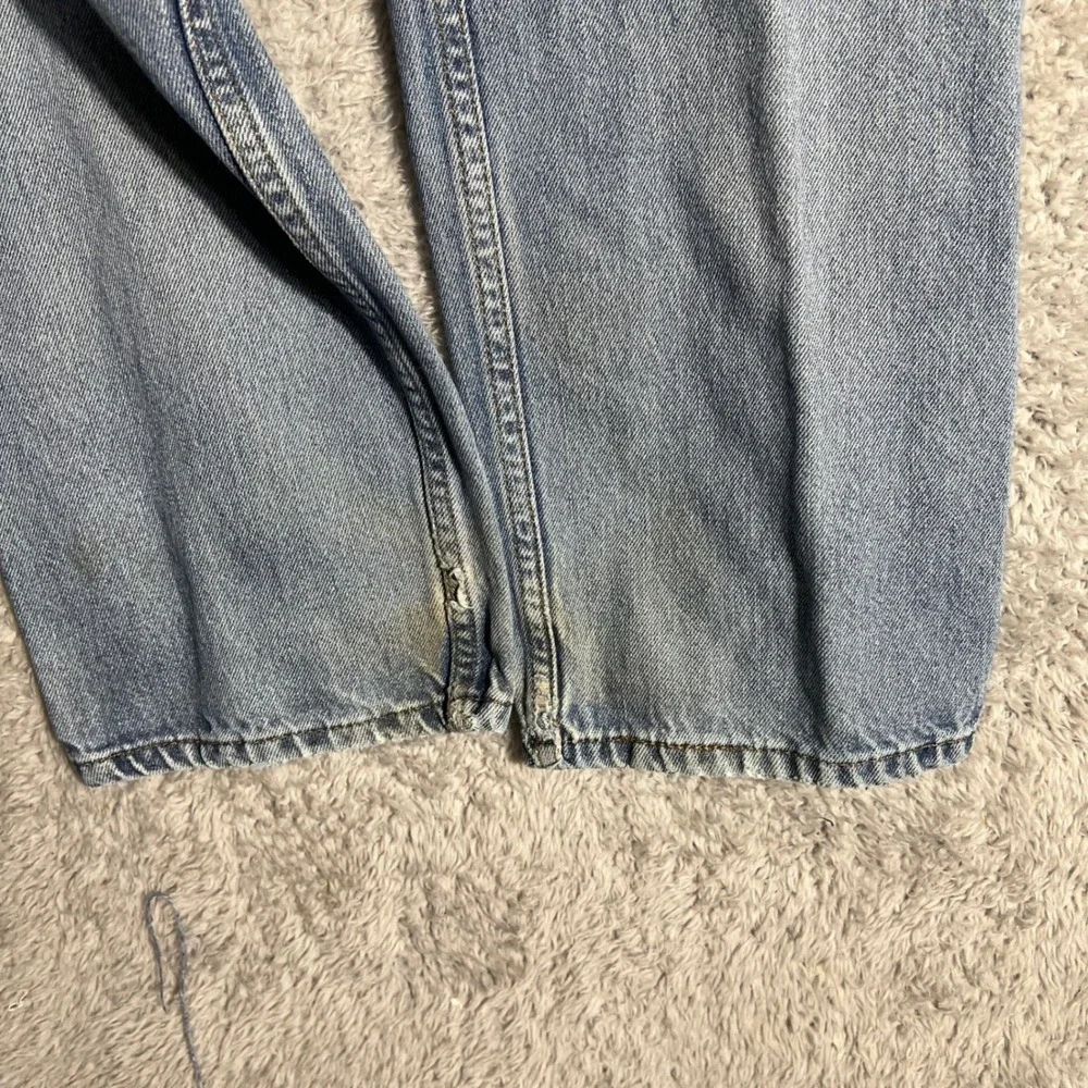 Levis 505 Regular Fit Jeans Light Wash Denim Mens W34 Distressed Straight Leg